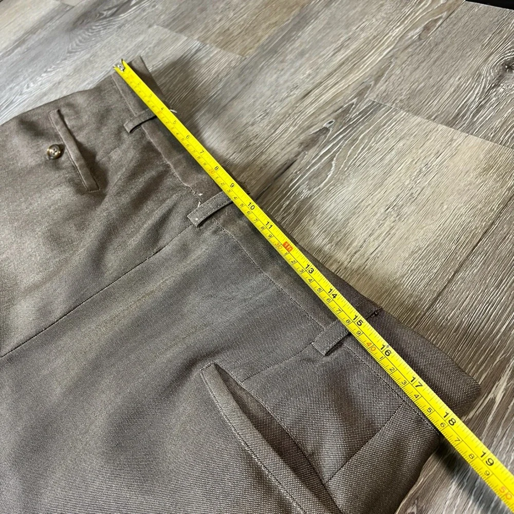 Vintage 1960s Dress Pants Mens 36x29 Brown Talon Zipper Cuffed Straight Trousers